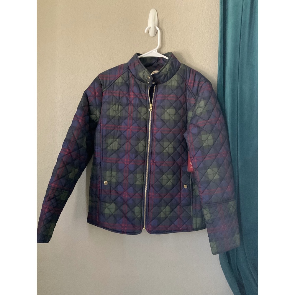 Faded Glory Plaid Quilted Jacket Blue Green Red 1X 16W NWT FG QUILTED JACKET
